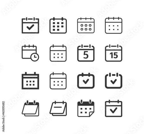 Calendar vector line icon set.