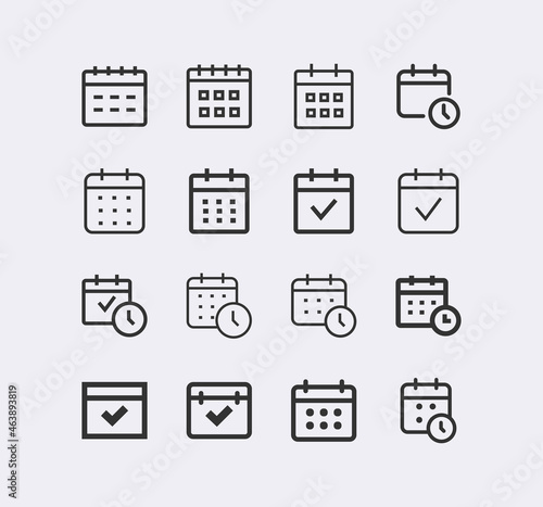 Calendar vector line icon set.