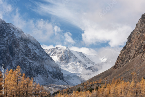 Mountain autumn natural background. Snow in the mountains. © Alexandra Mareeva