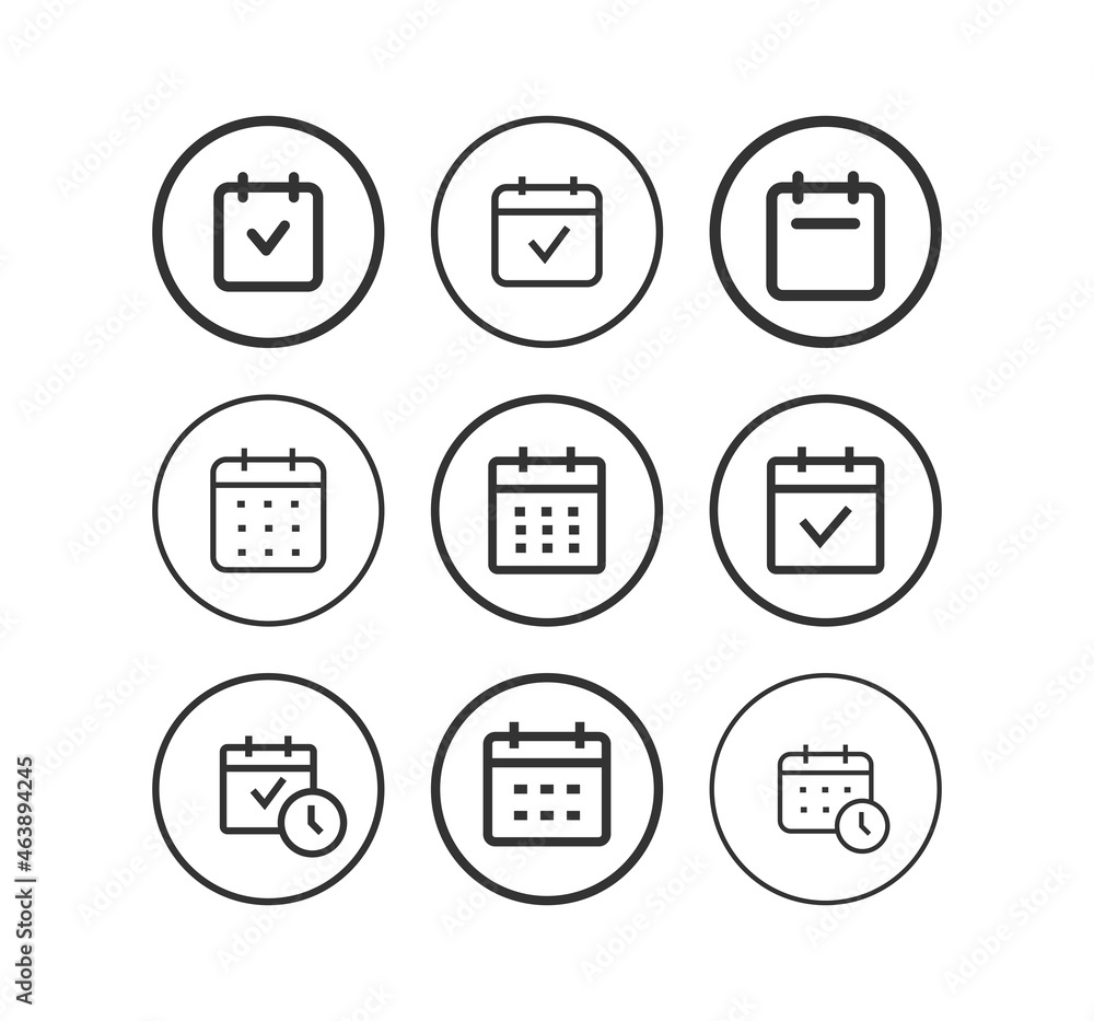 Calendar Date vector web icon set. Calendar Date vector web icon set.