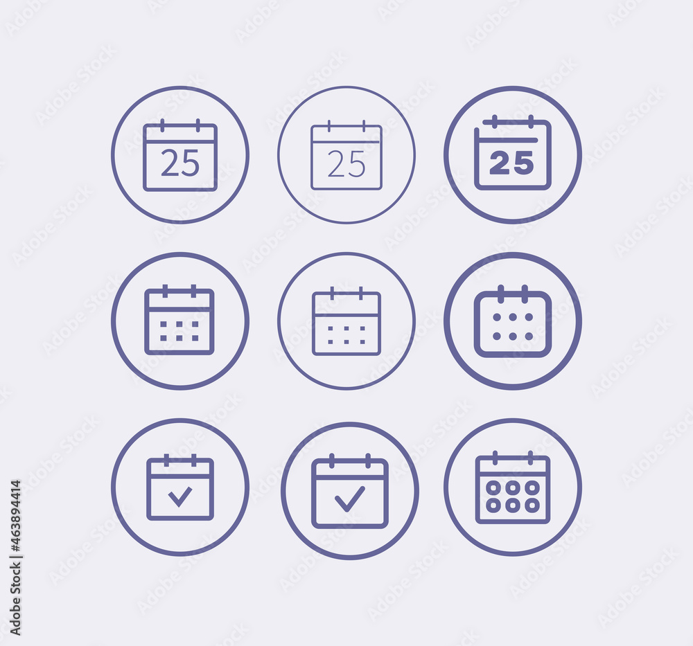 Calendar Date vector web icon set. Calendar Date vector web icon set.