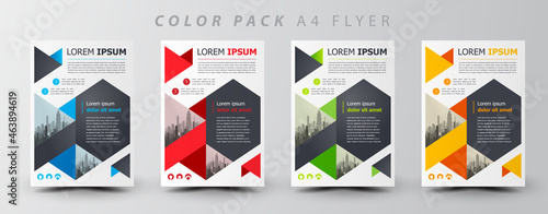 Flyer brochure design template set color, creative cover size A4 triangles theme