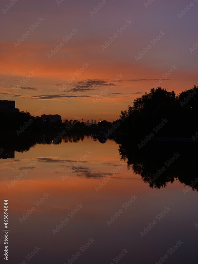 sunset over lake