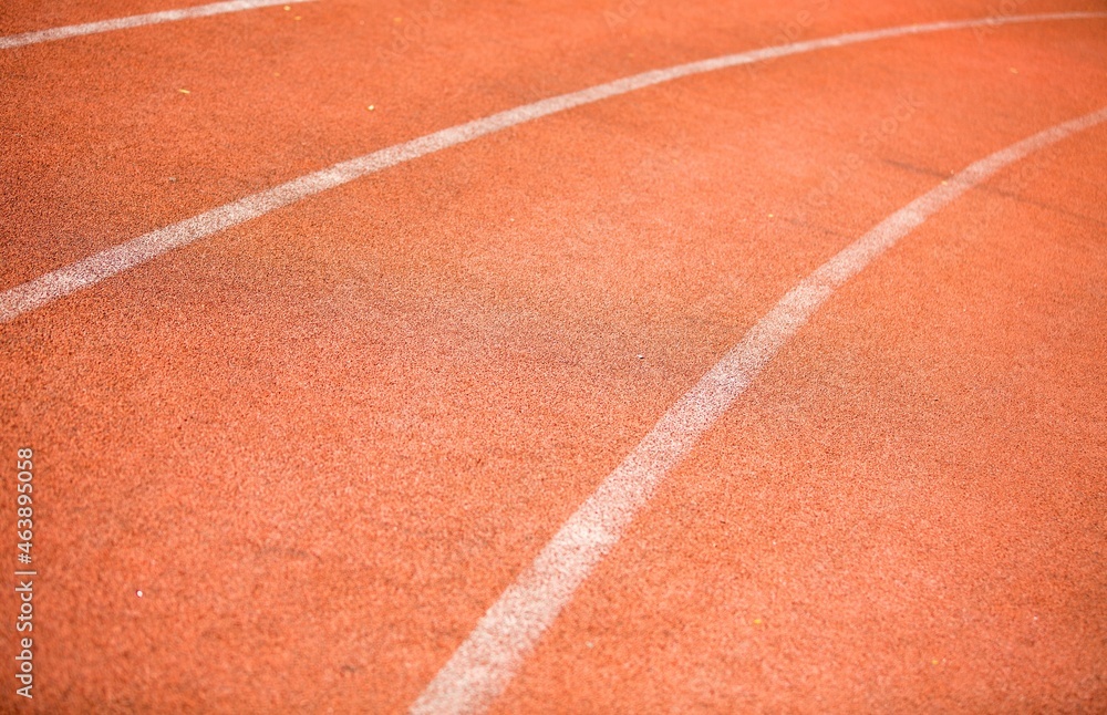 Chalk Lines On Running Track Close-up Chalk Lines On Running Track Close-up