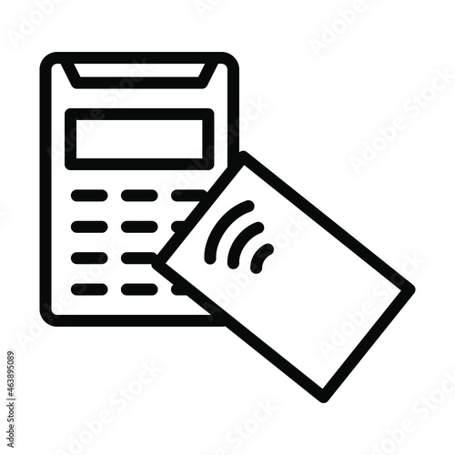 NFC payment flat line icon. Contactless wireless pay sign logo. Outline sign for mobile concept and web design, store