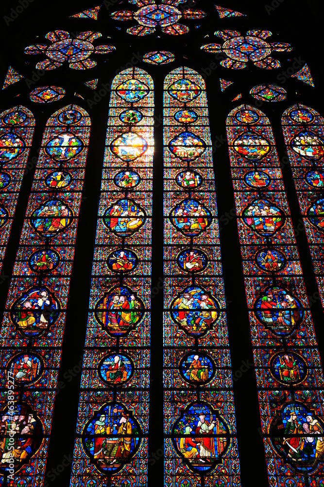 stained glass window in church stained glass window in church