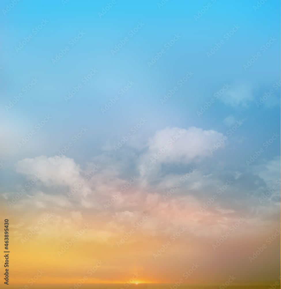 Romantic sunset sky as natural background