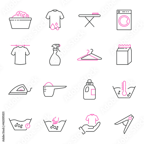 Laundry icons set. Laundry pack symbol vector elements for infographic web