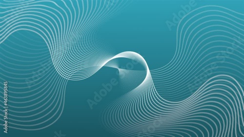 Curved wave with a beautiful soft natural blur pattern on a Cerulean background. Abstract background for a business presentation. Concept of futuristic loop motion.