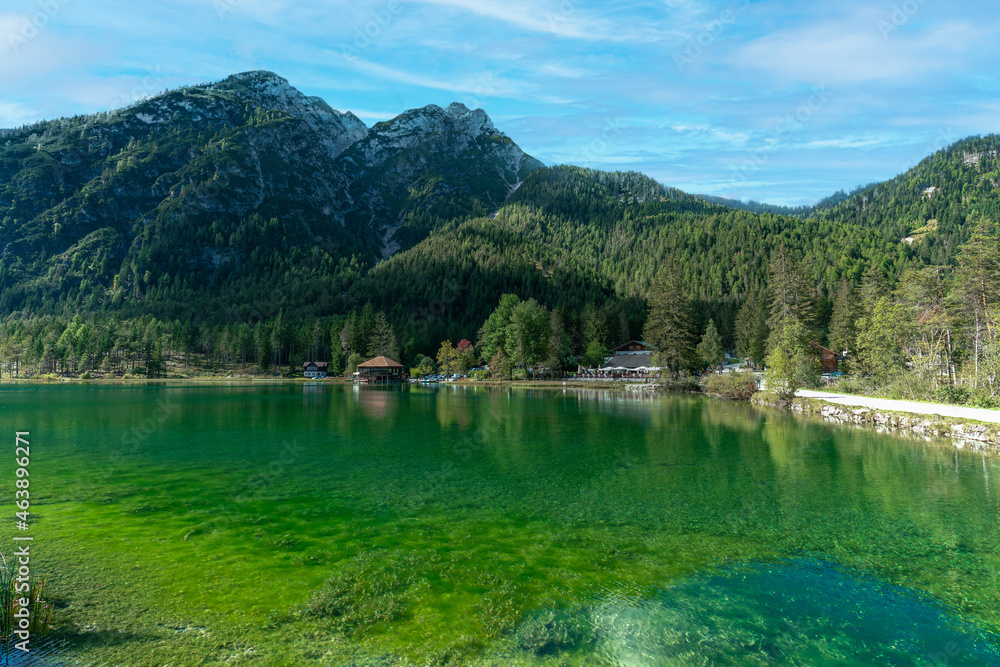 Lake Dobbiaco in the italian Dolomites