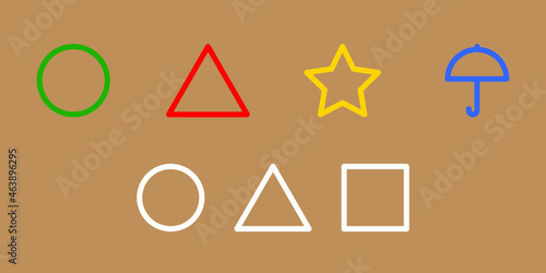 Abstract color sign. Geometric shapes circle, triangle, square.