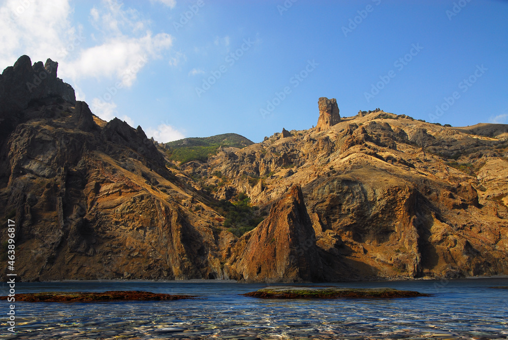 Devil's Finger Rock, Eastern Crimea, Karadag. An unusual vertical rock called 