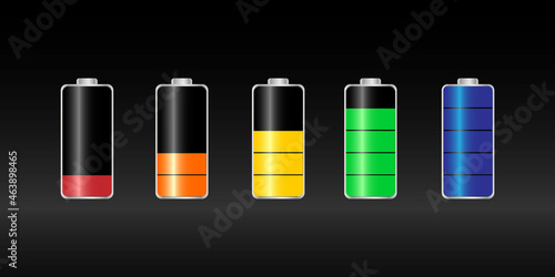 Obraz na płótnie Set of vector illustrations with charged and discharged battery for a smartphone w salonie