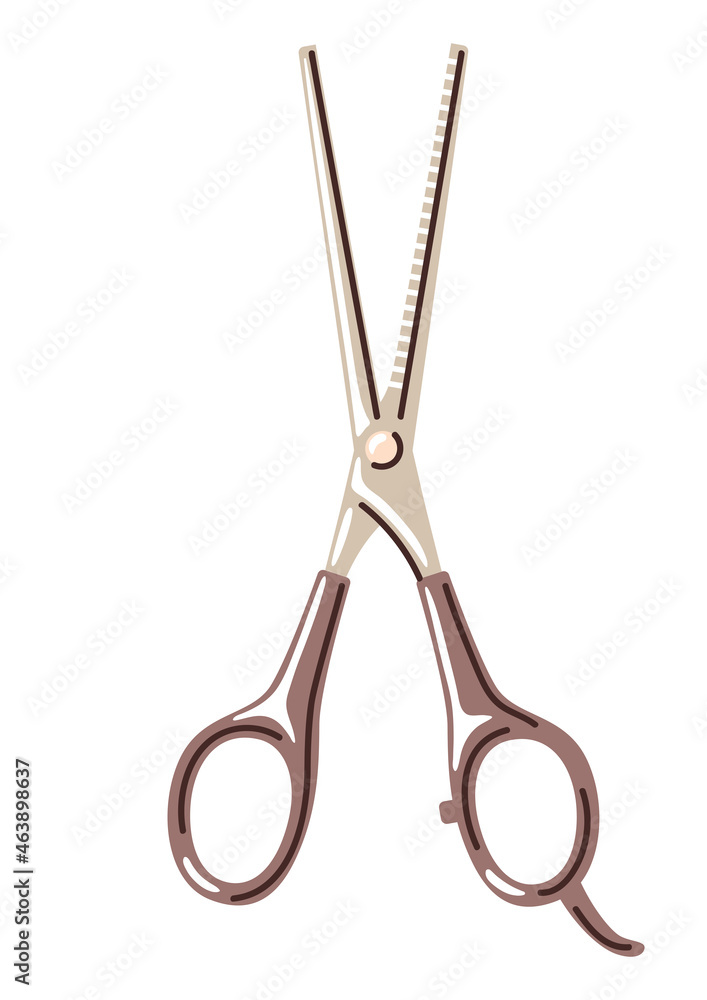 Barber illustration of professional hair scissors. Hairdressing item. Barber illustration of professional hair scissors. Hairdressing item.