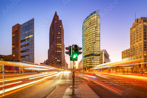 panoramic view at the potsdamer platz at night, berlin