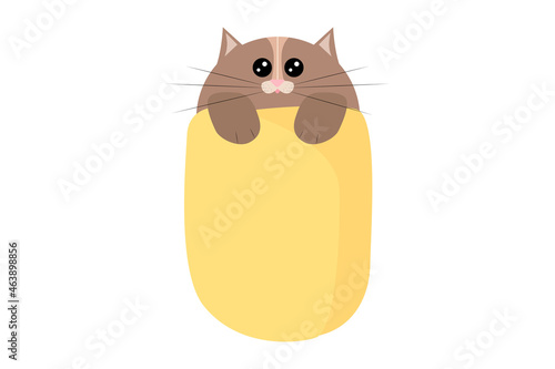 A cute kawaii cat wrapped in a burrito. Purrito pun as a concept. Good for t-shirts and especially for stickers.