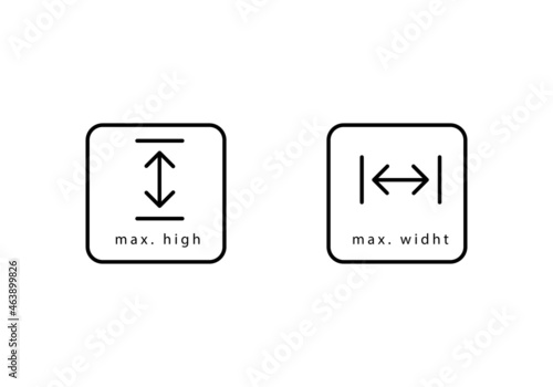 maximum size high and width icon sign