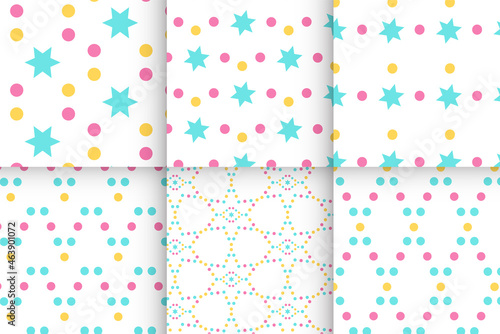 Polka dot geometric seamless Pattern design in baby boy backgrounds.