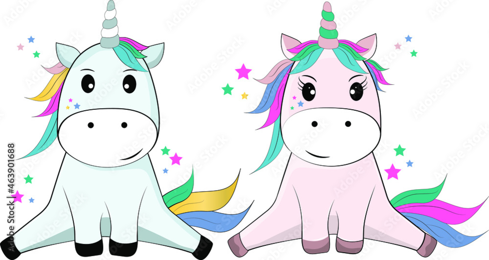 Fototapeta premium Cute cartoon unicorn character vector