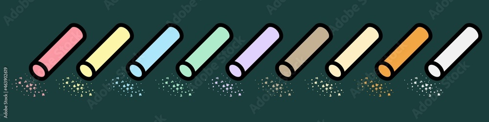 Pieces of chalk Icon design, colorful chalk. Draw a picture on the blackboard. Pieces of chalk Icon design, colorful chalk. Draw a picture on the blackboard.