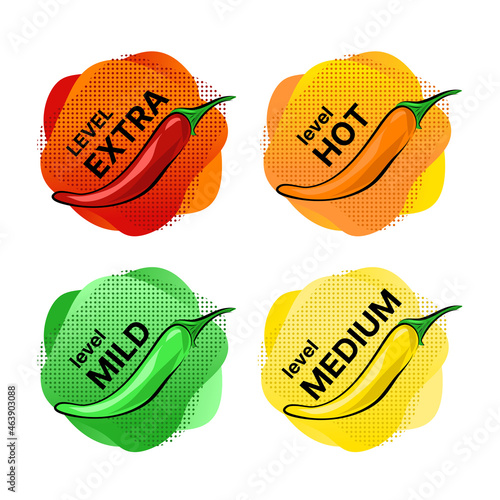 Green spicy level on white background. Logo design. Label. Vector icon