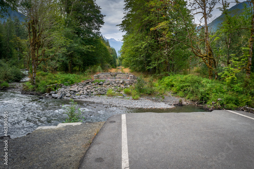 Washed out road at the Elwha River Olympic National Park