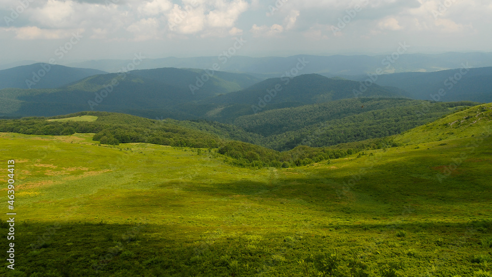 Green mountain meadows, Bieszczady Mountains, Poland Green mountain meadows, Bieszczady Mountains, Poland