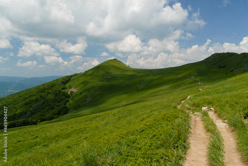 Mountain trail, Bieszczady Mountains, Poland Mountain trail, Bieszczady Mountains, Poland