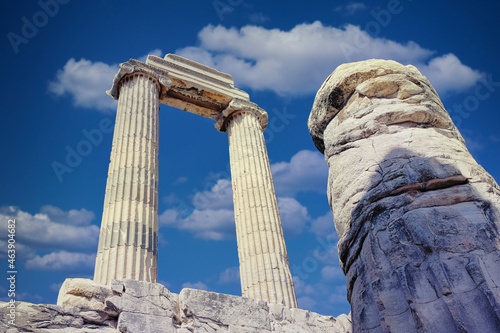 View of Temple of Apollo in antique city of Didyma Aydin, Turkey.
