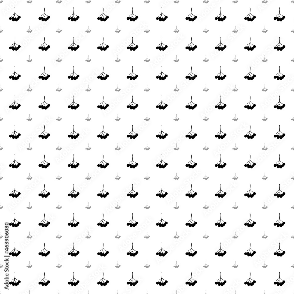 Square seamless background pattern from black rowan berrys are different sizes and opacity. The pattern is evenly filled. Vector illustration on white background