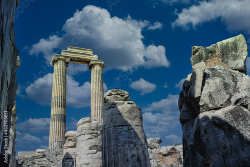 View of Temple of Apollo in antique city of Didyma Aydin, Turkey.