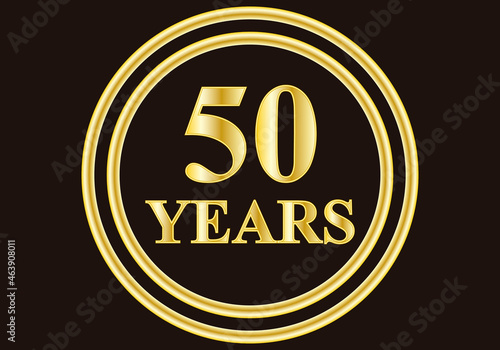 Etiqueta circular dorada de aniversario 50 años.