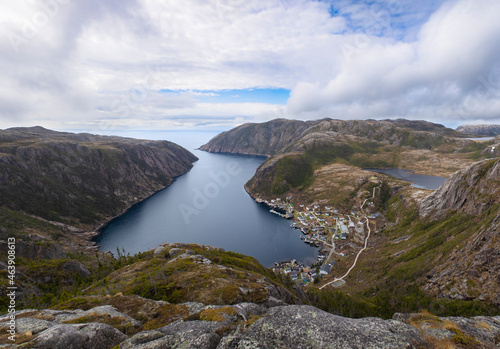 Coastal town snuggled into the fjord