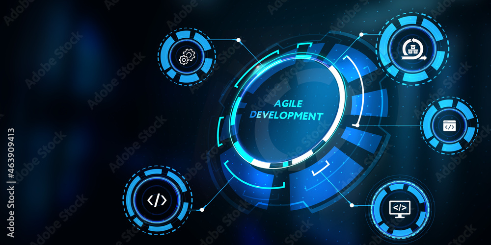 Business, Technology, Internet and network concept. Agile Software Development.3d illustration