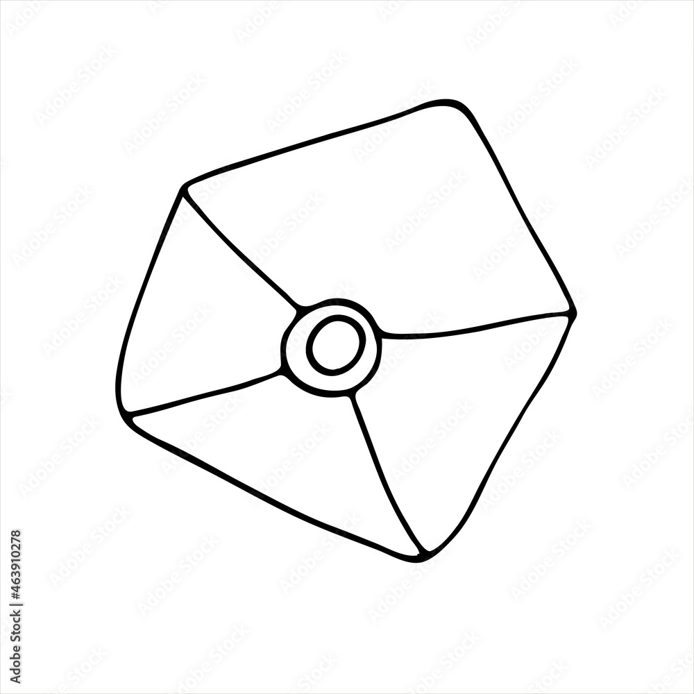 Vector drawing with an open envelope for letters. Doodle style. A simple image of an envelope drawn by hand with a thin black line Vector drawing with an open envelope for letters. Doodle style. A simple image of an envelope drawn by hand with a thin black line