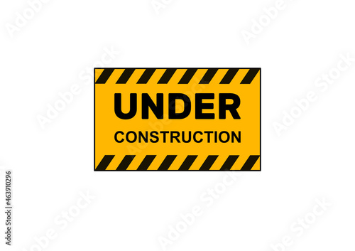 W BUDOWIE, under construction - żółta tabliczka,