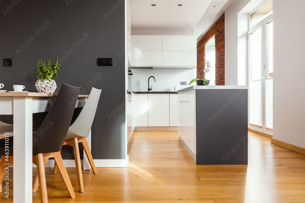 Fototapeta premium Modern kitchen and dining room interior