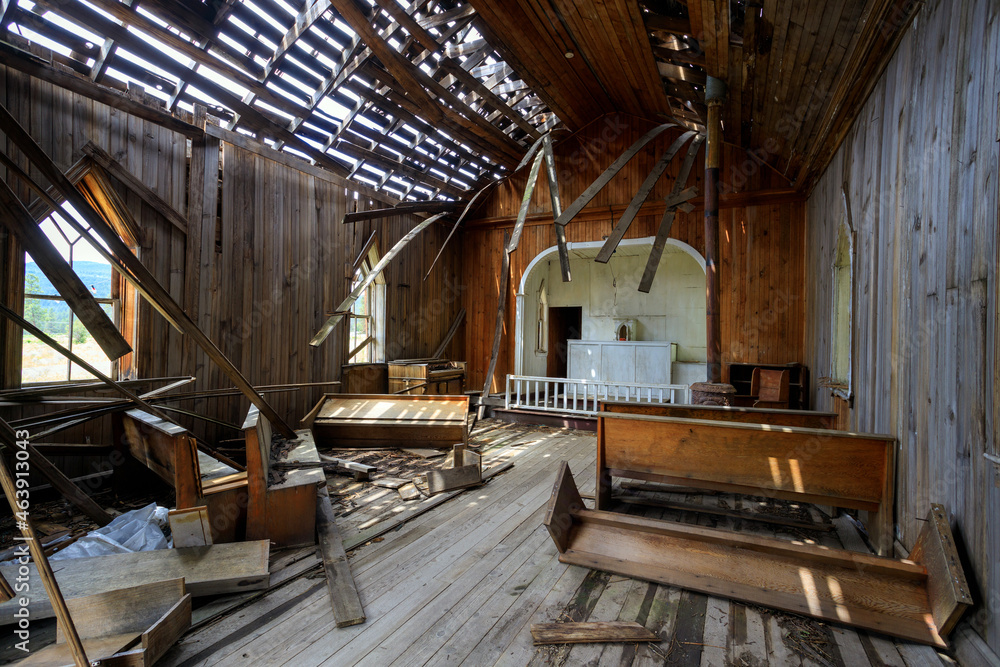 Old Abandoned Damaged Weathered Church Interior Old Abandoned Damaged Weathered Church Interior