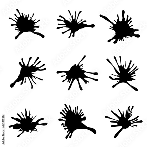 Collection of ink stains. Vector set of ink splashes on a white background. photo