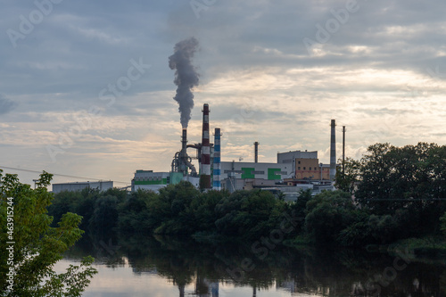 Wallpaper Mural A smoking factory on the river bank Torontodigital.ca