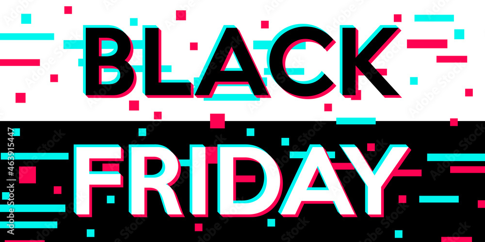 Tik tok design Background Black Friday sale. Black friday text with glitch effect.