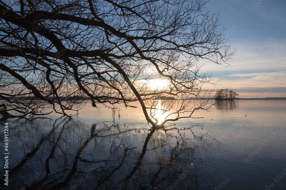 Prinzeninsel im Winter, zugefrorener Großer Plöner See Prinzeninsel im Winter, zugefrorener Großer Plöner See