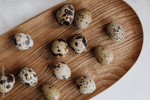 Eggs on a wooden tray