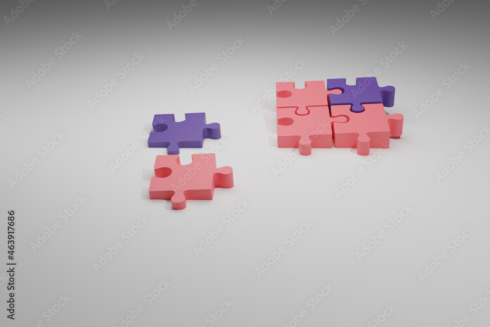red puzzle piece. purple puzzle piece. jigsaw puzzle game. 3d business concept. business solution. red puzzle piece. purple puzzle piece. jigsaw puzzle game. 3d business concept. business solution.