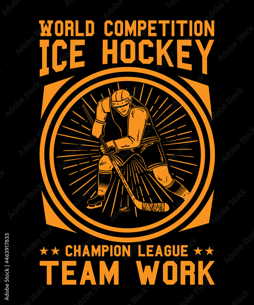 Fototapeta premium Ice hockey t shirt design,typography t shirt design