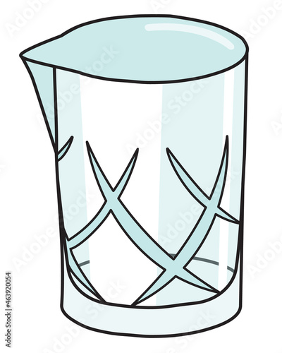 Crystal mixing glass bar decoration accessory. Hand-drawn doodle cartoon style image. For bar menu, bartender website design, cocktail making process illustration, alcohol cookbook decoration etc