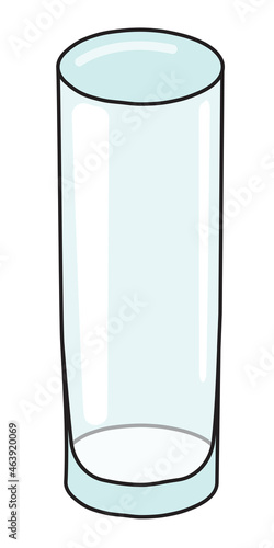 Collins highball cooler tumbler long drink cocktail glass vector illustration. Stylish hand-drawn doodle cartoon style illustration. For card, invitations, posters, bar menu, alcohol cook book recipe