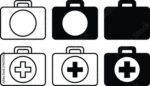 First Aid Kit Clipart Set - Outline and Silhouette