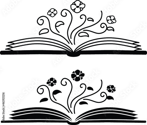 Opened Book with Flowers and Florals Clipart Set