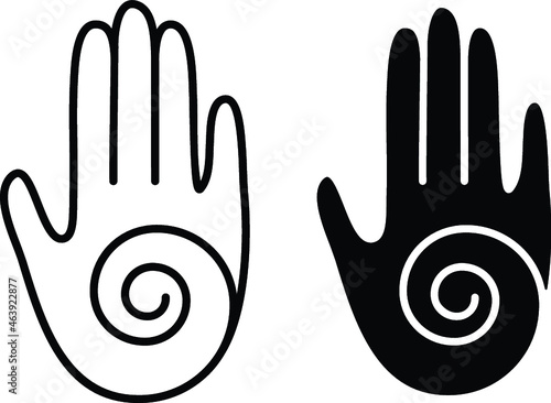Healing Hand Palm Clipart Set - Outline and Stamp